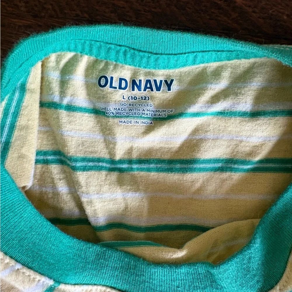 Old navy boys yellow/green striped short sleeve tee